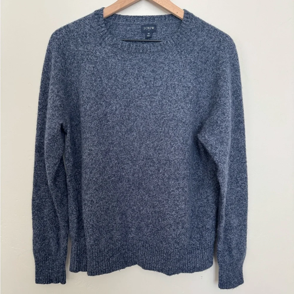 J. Crew Men's Lambswool Blend Sweater M Marled Blue Crewneck Classic Winter Knit